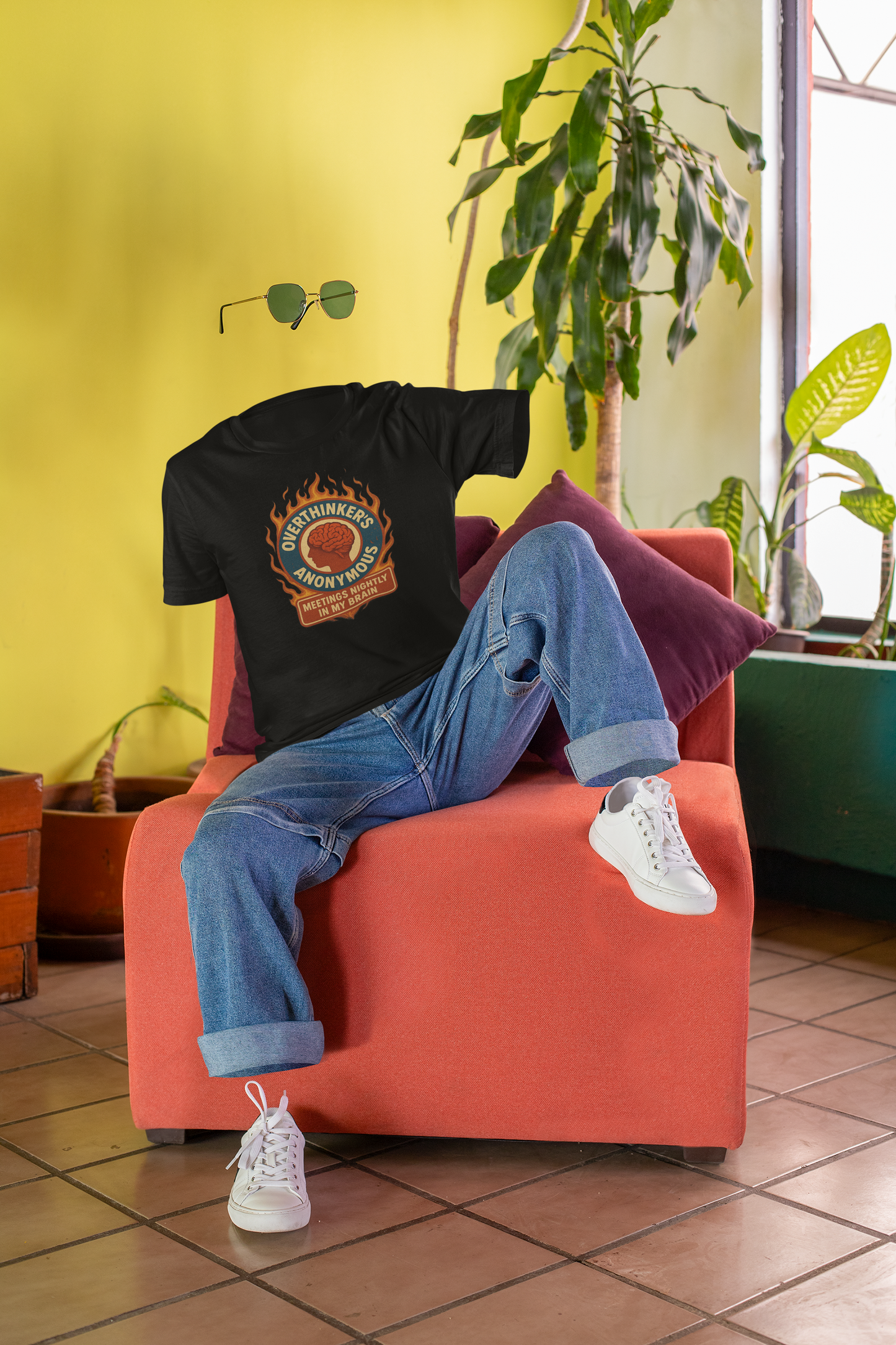 Overthinker’s Anonymous T-Shirt – “Meetings Nightly In My Brain”