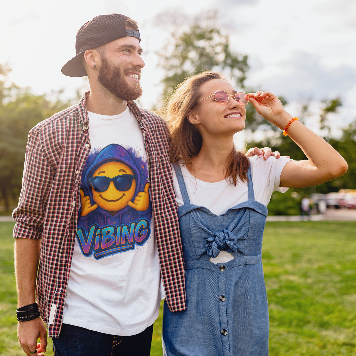 Vibing Emoji Graphic Tee
