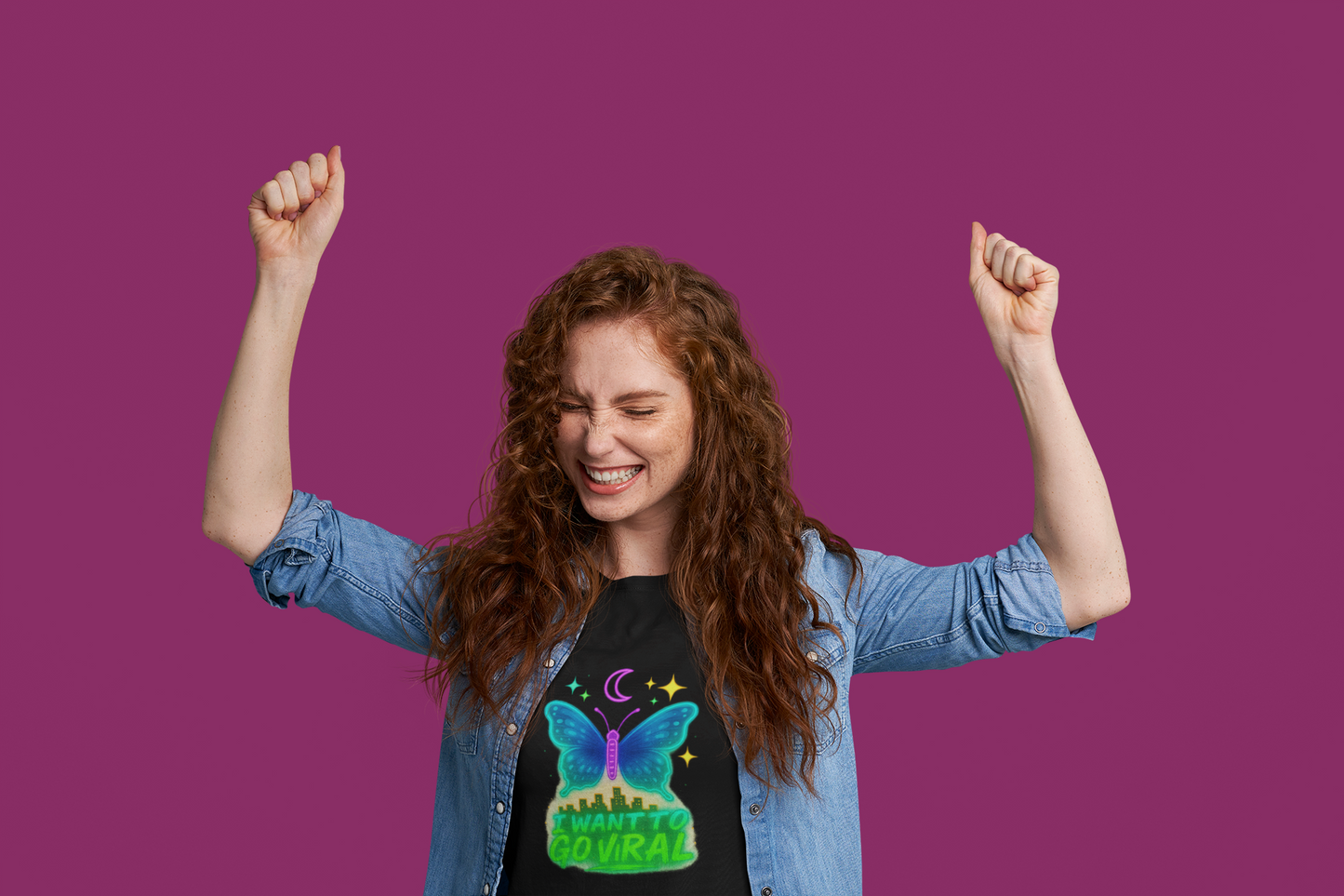 Glow-in-the-Dark “I Want to Go Viral” Butterfly Tee